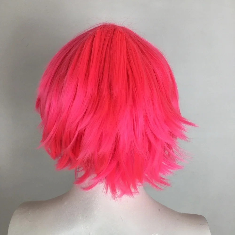 Hot Pink Choppy Bob Wig With Bangs NEW NWOT Cosplay Emo Gamer Anime